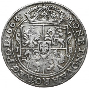 Ján Kazimír, ort 1668, Bydgoszcz, interpunkcia v podobe bodiek, bez krížikov/bodiek v korune