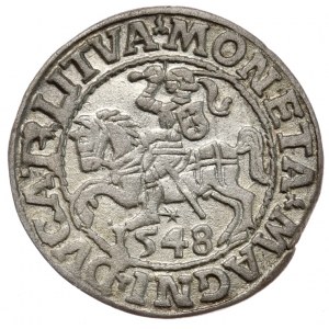 Sigismund II Augustus, half-penny 1548, Vilnius, L/LITVA, Roman numeral in date