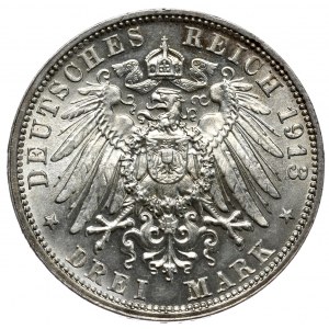 Nemecko, Sasko, 3 marky 1913 E, 100. výročie bitky pri Lipsku