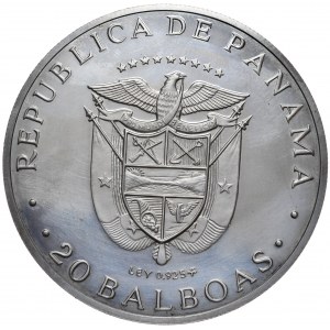 Panama, 20 balboas 1974, S. Bolivar, 131 g, Ag 925