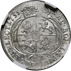 August III, crown orth 1755, Leipzig, wide bust