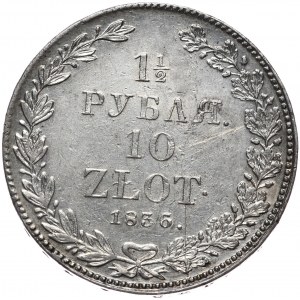 Ruské dělení, Mikuláš I., 1 1/2 rublu = 10 zlotých 1836 НГ, Petrohrad