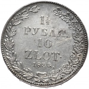 Ruské delenie, Mikuláš I., 1 1/2 rubľa = 10 zlotých 1836 НГ, Sankt Peterburg