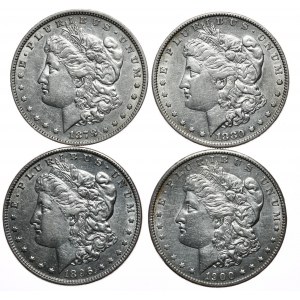 USA, 4 x Morgan dollar set, 1878,1896, 1900 Philadelphia, 1880 New Orleans