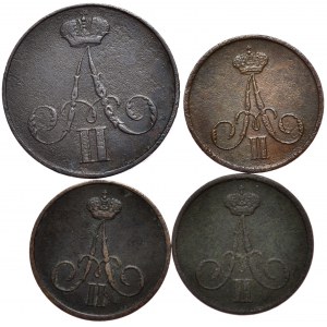 Kopiejka 1855 BM, dienieżki 1856, 1858, 1859 BM, Warschau - insgesamt 4 Stück.