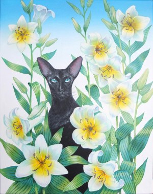 Svitlana Ulka (ur. 1987), Kot orientalny w liliach, 2021