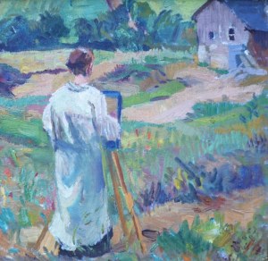 Erich DUMMER (1889 - 1929), Malarka przy sztaludze