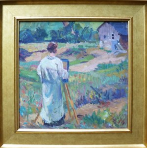 Erich DUMMER (1889 - 1929), Malarka przy sztaludze