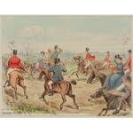 Sceny z polowania, zestaw 7 grafik, Anglia, ok. 1860 r.