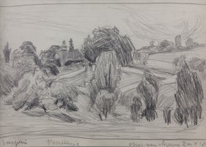 Stanisław KAMOCKI (1875-1944), Widok na wieś Paczółtowice – szkic do obrazu, [ok. 1908]