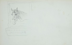 Stanisław CHLEBOWSKI (1835-1884), Szkic głowy konia Entaillure