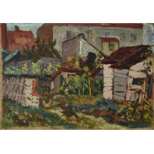 Kazimierz PODSADECKI (1904-1970), Stare szopy i kury, [1936]