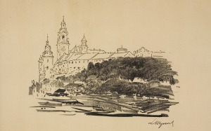 Leon WYCZÓŁKOWSKI (1852-1936), Widok na Wawel od strony Wisły