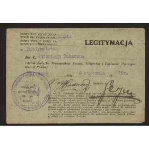 Legitimationskarte eines Mitglieds der Gewerkschaft der Post-, Telegrafen- und Telefonangestellten der Republik Polen