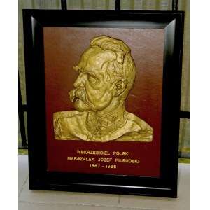 Plaque with bust of Jozef Pilsudski in frame