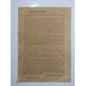 Pilsudski's internment, KON proclamation, 1917.