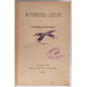 Sowiński, Wspomnienia szkolne Żytomierz, Warszawa 1884 r.