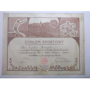 Sportdiplom für die Teilnahme an der Tennismeisterschaft in Przemyśl.