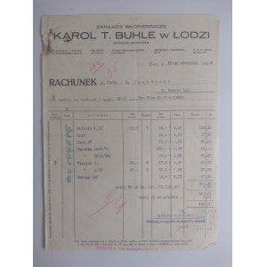 Bill issued by Karol T. Bule Textile Works in Lodz, Poland