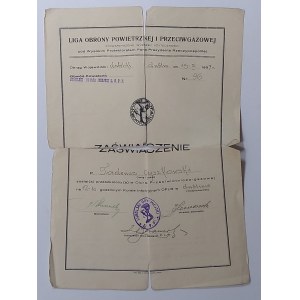 Air and Antigas Defense League. Lublin Provincial District, Certificate.