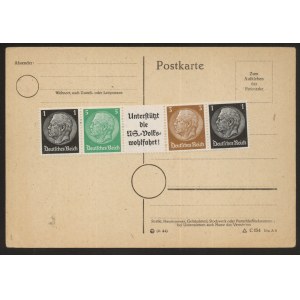 Karta pocztowa i zestaw znaczków, okupacja