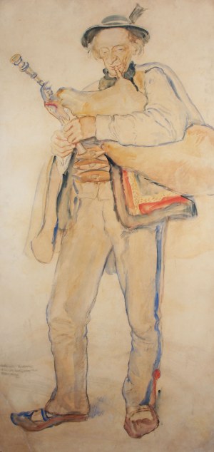 Władysław Jarocki (1879 Podhajczyki/Ukraina - 1965 Kraków), Góral z kobzą, 1917 r.
