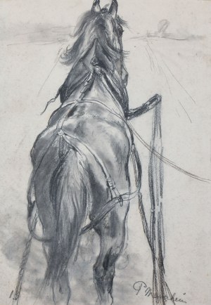 Paul Meyerheim (1842 Berlin-1915 tamże), Koń w zaprzęgu