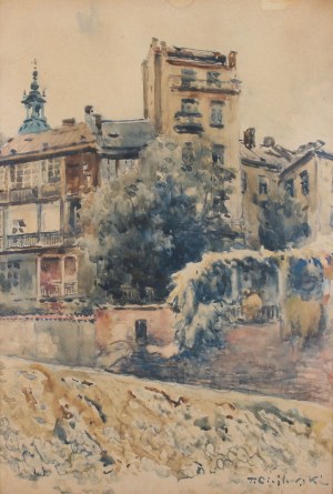 Tadeusz Cieślewski (1870 Warszawa-1956 tamże), Warszawa, ulica Kanonia od strony Wisły