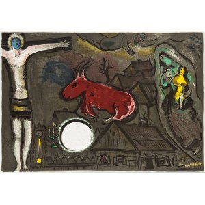 Marc Chagall (1887 Łoźno k. Witebska-1985 Saint-Paul de Vence), Mistyczne Ukrzyżowanie Z albumu „Derierre le Miroir”, 1950