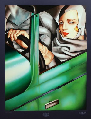 Tamara Łempicka (1898 Warszawa - 1980 Cuernavaca, Meksyk), Autoportret w zielonym Bugatti