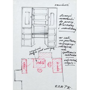 Tadeusz Kantor (1915 Wielopole Skrzyńskie-1990 Kraków), Projekt wnętrza, 1982 r.
