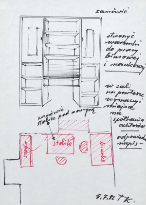 Tadeusz Kantor (1915 Wielopole Skrzyńskie-1990 Kraków), Projekt wnętrza, 1982 r.