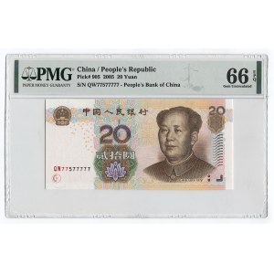 China 20 Yuan 2005 PMG 66