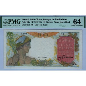 French Indochina 100 Piastres 1947 PMG 64
