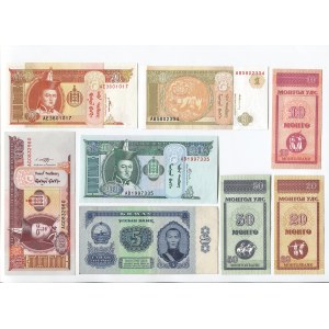 Mongolia Lot of 8 Notes 1981 - 2009
