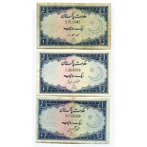 Pakistan 3 x 1 Rupee 1953 - 1963 (ND)