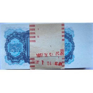 Czechoslovakia Original Bundle with 100 Banknotes 3 Korun 1961 Consecutive Numbers