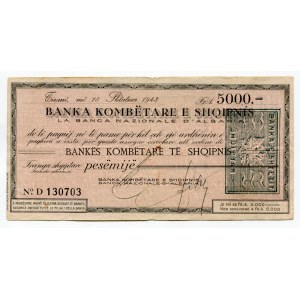 Albania Cheque 5000 Franga 1943