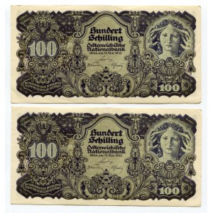 Austria 2 x 100 Schilling 1945 With Consecutive Numbers