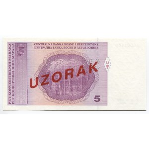 Bosnia & Herzegovina 5 Convertible Maraka 1998 (ND) Specimen