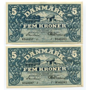 Denmark 2 x 5 Kroner 1943
