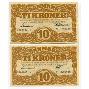 Denmark 2 x 10 Kroner 1943