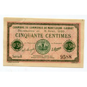 France Montlugon Gannat 50 Centimes 1920