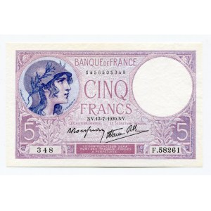 France 5 Francs 1939