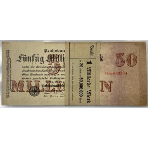 Germany - Weimar Republic Original Bundle with 20 Banknotes of 50 Millionen Mark 1923