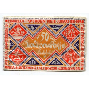 Germany - Weimar Republic Bielefeld Stadtsparkasse 50 Mark 1922