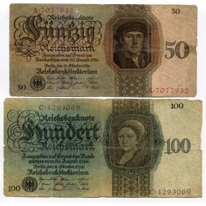 Germany - Weimar Republic 50 & 100 Reichsmark 1924
