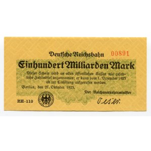 Germany - Weimar Republic Berlin 100 Milliarden Mark 1923