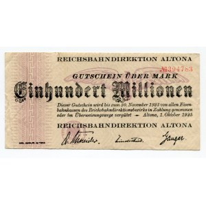 Germany - Weimar Republic Berlin 100 Millionen Mark 1923