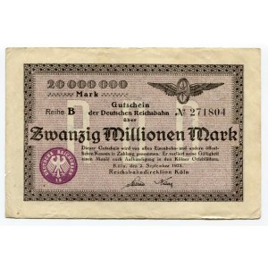 Germany - Weimar Republic Koln 20 Millionen Mark 1923